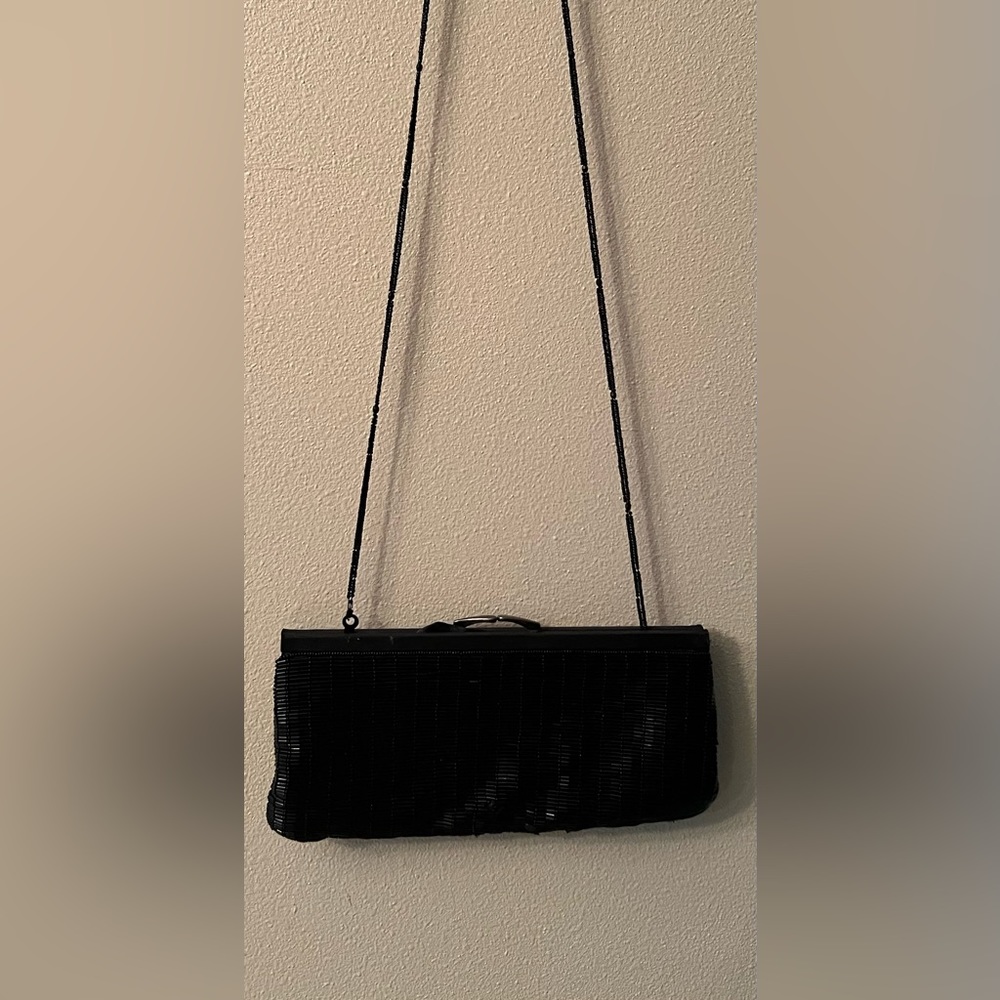 Mes Ami Black Beaded Evening Bag, NWT